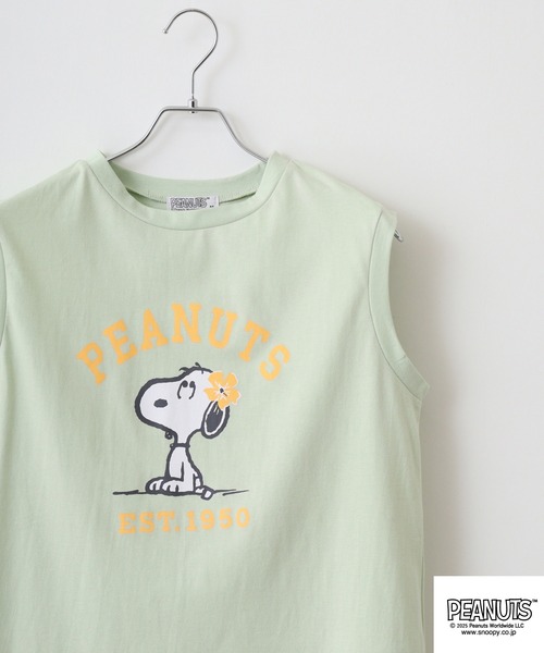PEANUTS(ピーナッツ)の「PEANUTS プリントノースリーブTシャツ(Tシャツ/カットソー・メンズ・ライトグリーン/ホワイト/チャコール・LL/L/M)」の3枚目の写真
