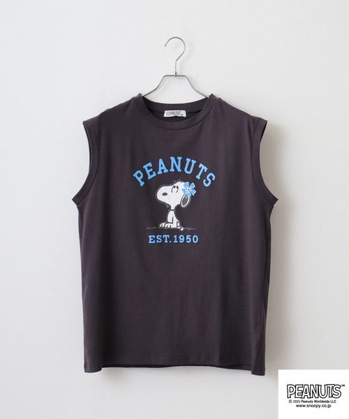 PEANUTS(ピーナッツ)の「PEANUTS プリントノースリーブTシャツ(Tシャツ/カットソー・メンズ・ライトグリーン/ホワイト/チャコール・LL/L/M)」の14枚目の写真