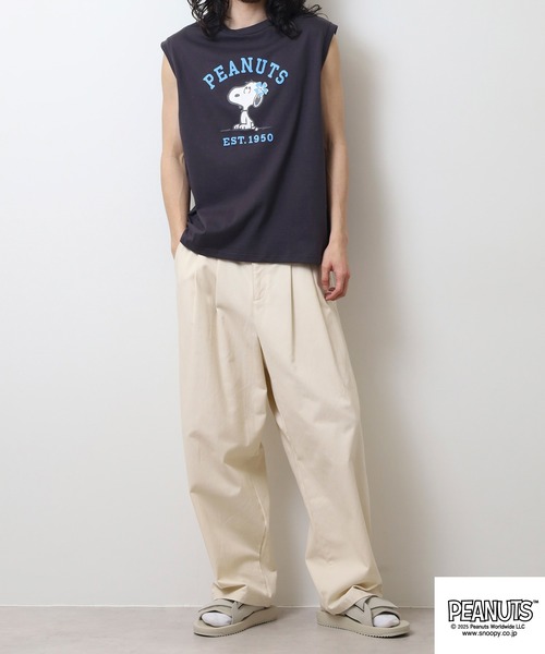 PEANUTS(ピーナッツ)の「PEANUTS プリントノースリーブTシャツ(Tシャツ/カットソー・メンズ・ライトグリーン/ホワイト/チャコール・LL/L/M)」の12枚目の写真