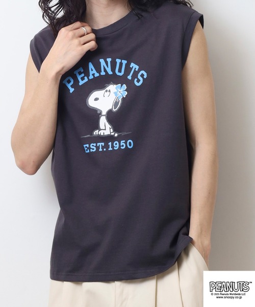 PEANUTS(ピーナッツ)の「PEANUTS プリントノースリーブTシャツ(Tシャツ/カットソー・メンズ・ライトグリーン/ホワイト/チャコール・LL/L/M)」の11枚目の写真