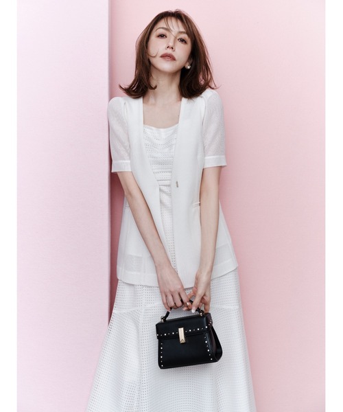 セルフォード　ショルダーリボンワンピース　ホワイト　半袖 ショルダーリボンワンピース(デイリーワンピース)｜DRESS