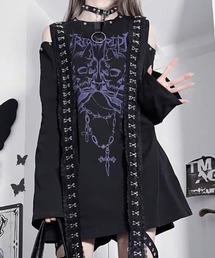 NOVESSEL（ノベセル）の「A'GEM/9 × .kom『TricuspidC/トライカスピッドシー』スカルプリントロングスリーブTシャツ（Tシャツ/カットソー）」