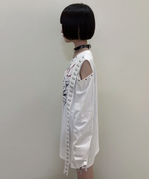 tシャツ A'GEM/9 × .kom「TricuspidC/トライカスピッドシー」Dark skull front design mode loos A'GEM/9 × .kom『TricuspidC/トライカスピッドシー』Dark skull