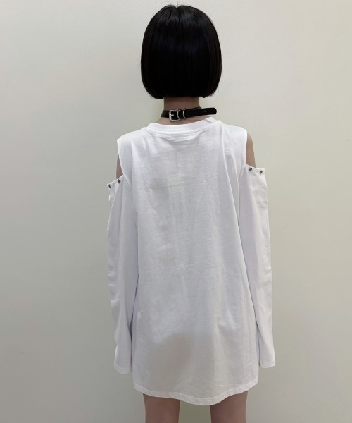 『TricuspidC/トライクスパイド』ダークスカルデザインルーズ長袖Tシャツ A'GEM/9 × .kom『TricuspidC/トライカスピッドシー』Dark skull