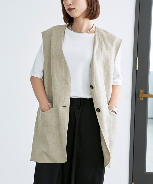 アドーア　✖️大草直子さん【極美品】大草直子✕アドーア♡アドーア　ベスト セール】【大草直子さんコラボ】AMARC(アマーク)ノーカラージレ
