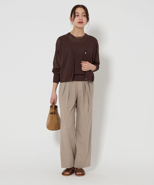 green label relaxing（グリーンレーベルリラクシング）の「シャーリー ハリヌキ Vネック ニット カーディガン -ウォッシャブル-（カーディガン/ボレロ・レディース・ブラック/ホワイト/ダークブラウン/コバルトブルー・FREE）」の8枚目の写真