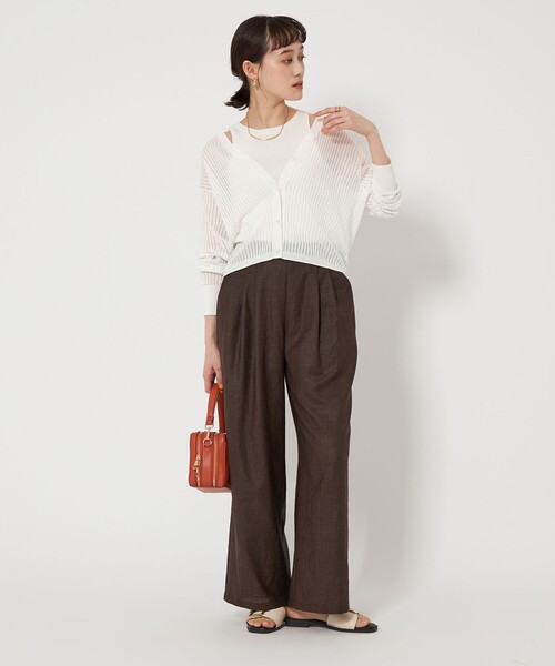 green label relaxing（グリーンレーベルリラクシング）の「シャーリー ハリヌキ Vネック ニット カーディガン -ウォッシャブル-（カーディガン/ボレロ・レディース・ブラック/ホワイト/ダークブラウン/コバルトブルー・FREE）」の14枚目の写真