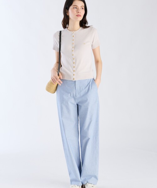 agnes b.（アニエスベー）の「"b."ロゴ刺繍 コットンニット 半袖 カーディガンプレッション "Swing"（カーディガン/ボレロ・レディース・ブラウン系その他・2/3/1）」の5枚目の写真