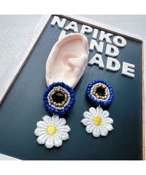 tone（トーン）の「【NAPIKO】お花🌸ひらひら♡丸型☆ビーズアクセサリー◇マルチ/ピアス(MA)（ピアス（両耳用）・レディース・マルチ・FREE）」の3枚目の写真