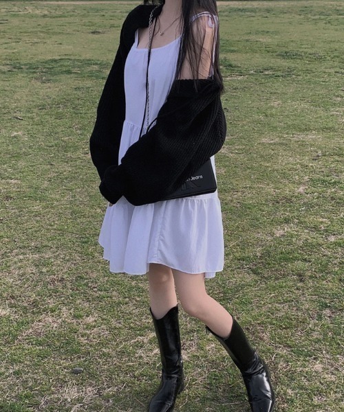 Vipoa(ヴィポア)の「ミニキャミワンピース(ワンピース・レディース・ホワイト/ブラック・FREE)」の6枚目の写真