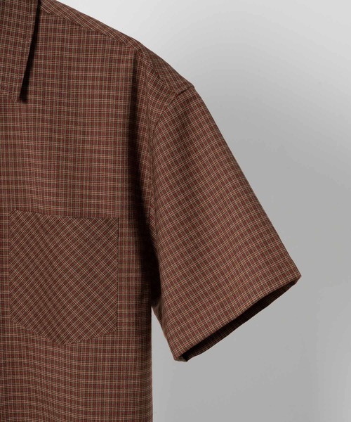 INTER FACTORY（インターファクトリー）の「りゅうせい - ハーフスリーブチェックシャツ made in INTER FACTORY（シャツ/ブラウス・メンズ・ブラウン/オレンジ・MEDIUM/LARGE）」の17枚目の写真