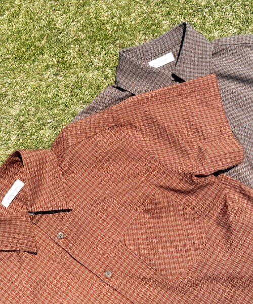 INTER FACTORY（インターファクトリー）の「りゅうせい - ハーフスリーブチェックシャツ made in INTER FACTORY（シャツ/ブラウス・メンズ・ブラウン/オレンジ・MEDIUM/LARGE）」の4枚目の写真