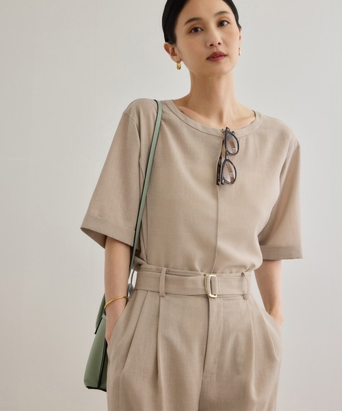 ROPE'（ロペ）の「【WEB・一部店舗限定】リネンライクアウトシームプルオーバーブラウス/洗える（シャツ/ブラウス・レディース・ベージュ系その他2/グレー・FREE）」の2枚目の写真