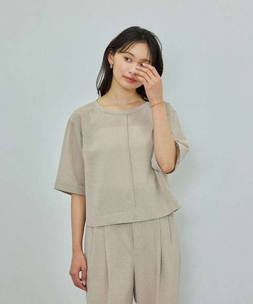 ROPE'（ロペ）の「【WEB・一部店舗限定】リネンライクアウトシームプルオーバーブラウス/洗える（シャツ/ブラウス・レディース・ベージュ系その他2/グレー・FREE）」の13枚目の写真
