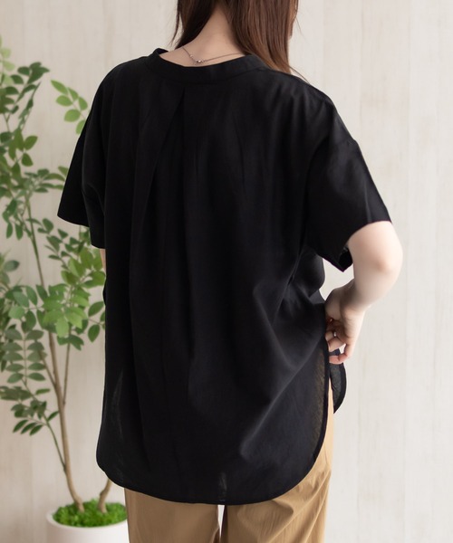 HusHusH（ハッシュアッシュ）の「HusHusH 麻混スキッパーブラウス（シャツ/ブラウス・レディース・グレイッシュベージュ/ブラック/コーラルピンク・M/L）」の14枚目の写真