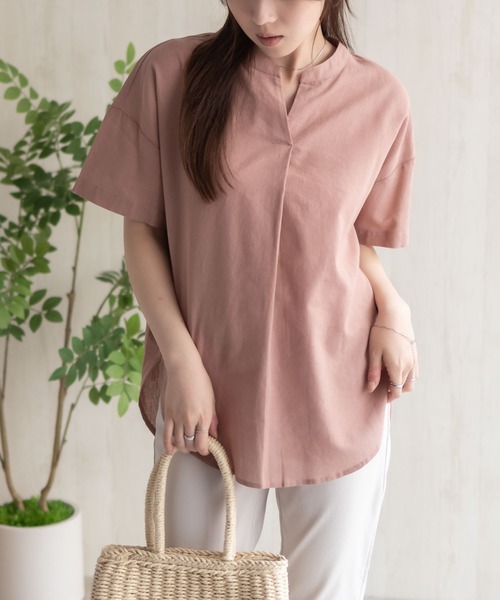 HusHusH（ハッシュアッシュ）の「HusHusH 麻混スキッパーブラウス（シャツ/ブラウス・レディース・グレイッシュベージュ/ブラック/コーラルピンク・M/L）」の18枚目の写真