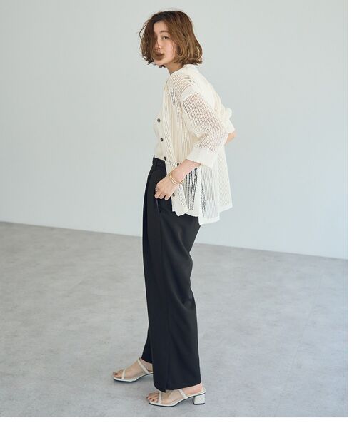 Editt by YECCA VECCA（エディットバイイェッカヴェッカ）の「ペーパーヤーン衿付きメッシュカーディガン（カーディガン/ボレロ・レディース・ブラック/オフホワイト/ベージュ・FREE）」の17枚目の写真