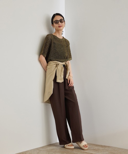ROPE'(ロペ)の「レーヨンリネン センタープレスパンツ【セットアップジャケット・ワンピース対応】(その他パンツ・レディース・ブラウン/ネイビー/イエロー・36/38)」の6枚目の写真