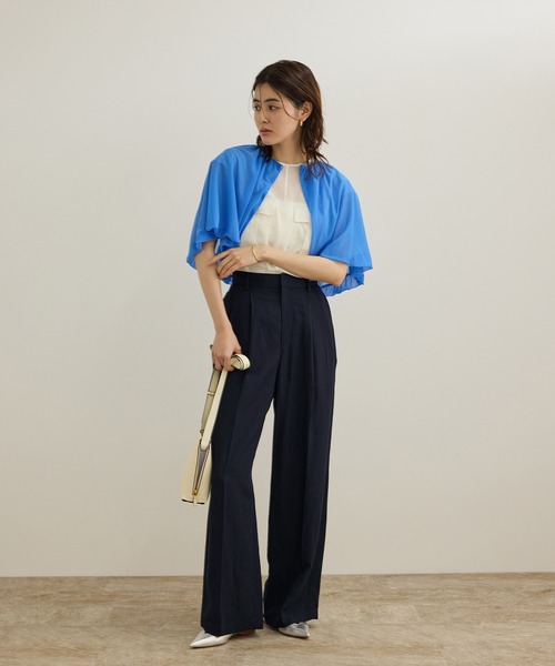 ROPE'(ロペ)の「レーヨンリネン センタープレスパンツ【セットアップジャケット・ワンピース対応】(その他パンツ・レディース・ブラウン/ネイビー/イエロー・36/38)」の8枚目の写真