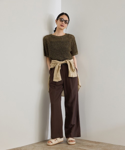 ROPE'(ロペ)の「レーヨンリネン センタープレスパンツ【セットアップジャケット・ワンピース対応】(その他パンツ・レディース・ブラウン/ネイビー/イエロー・36/38)」の9枚目の写真