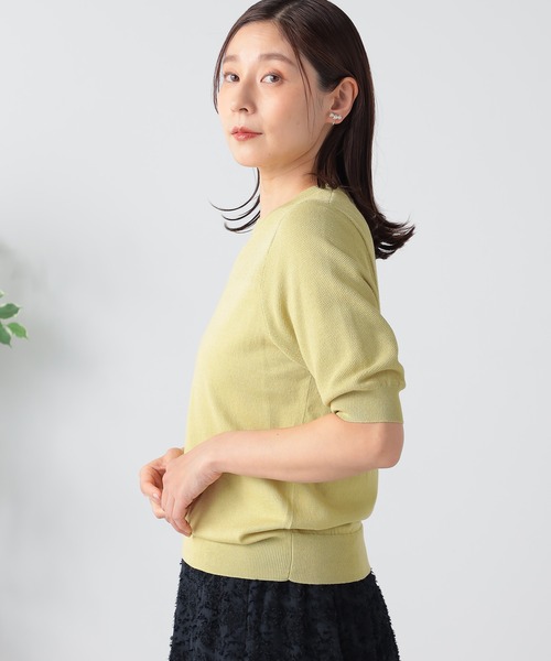 GALLORIA(ギャローリア)の「洗える ヨーク編地柄切替ニット(ニット/セーター・レディース・ライトオリーブ/ブラック・LL/S/M/L)」の8枚目の写真