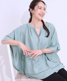 SHOO・LA・RUE | 【洗える/S-LL/接触冷感】涼しく体型カバー お袖フレア ドレープブラウス(シャツ/ブラウス)