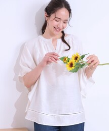 SHOO・LA・RUE | 【洗える/S-LL/接触冷感】涼しく体型カバー お袖フレア ドレープブラウス(シャツ/ブラウス)
