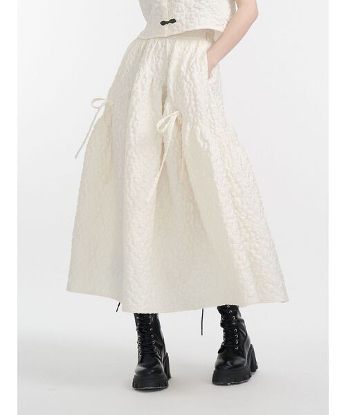 セール】ジャガードギャザーフレアスカート（スカート）｜jouetie