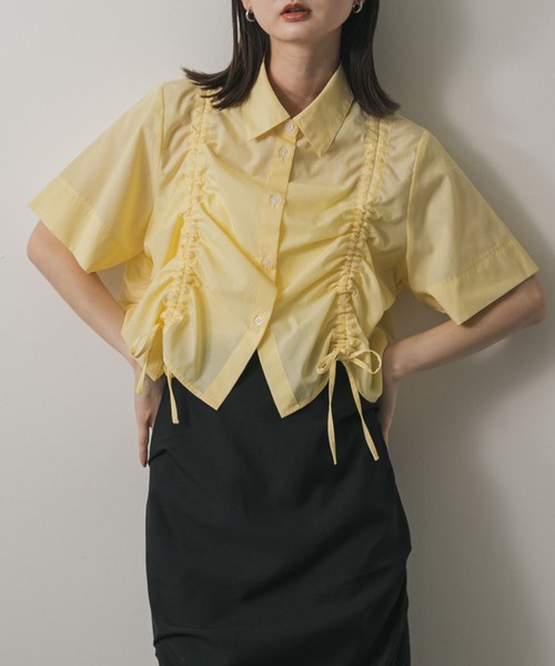 セール】クロップドシャーリングシャツ(半袖)（シャツ/ブラウス