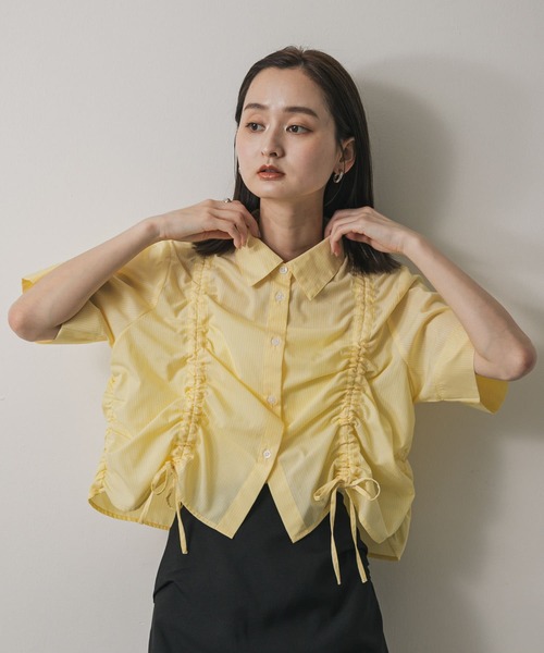 セール】クロップドシャーリングシャツ(半袖)（シャツ/ブラウス