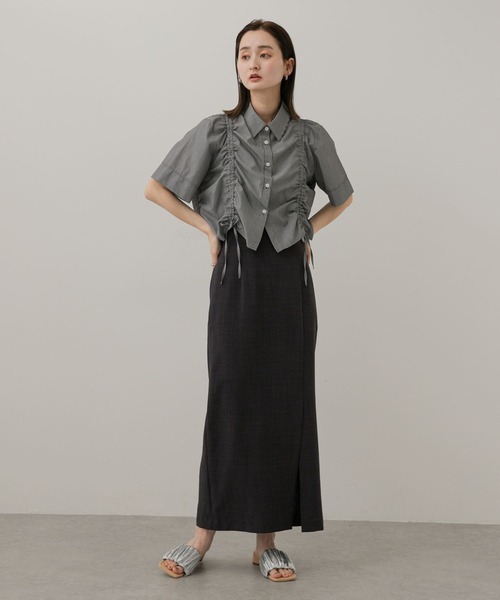 SENSE OF PLACE by URBAN RESEARCH（センスオブプレイスバイアーバンリサーチ）の「クロップドシャーリングシャツ(半袖)（シャツ/ブラウス・レディース・イエロー系その他/グレー系その他/ブルー系その他・ONE）」の19枚目の写真