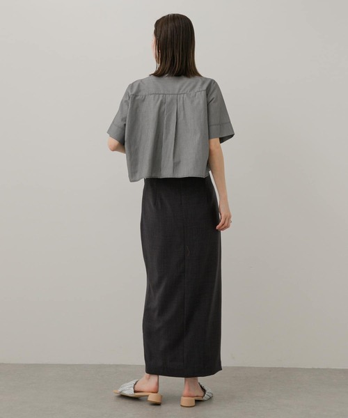 SENSE OF PLACE by URBAN RESEARCH（センスオブプレイスバイアーバンリサーチ）の「クロップドシャーリングシャツ(半袖)（シャツ/ブラウス・レディース・イエロー系その他/グレー系その他/ブルー系その他・ONE）」の20枚目の写真