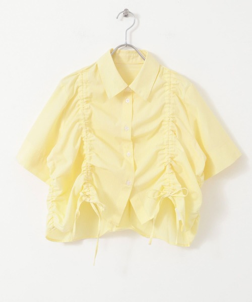 SENSE OF PLACE by URBAN RESEARCH（センスオブプレイスバイアーバンリサーチ）の「クロップドシャーリングシャツ(半袖)（シャツ/ブラウス・レディース・イエロー系その他/グレー系その他/ブルー系その他・ONE）」の21枚目の写真