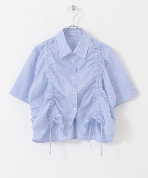 SENSE OF PLACE by URBAN RESEARCH（センスオブプレイスバイアーバンリサーチ）の「クロップドシャーリングシャツ(半袖)（シャツ/ブラウス・レディース・イエロー系その他/グレー系その他/ブルー系その他・ONE）」の22枚目の写真