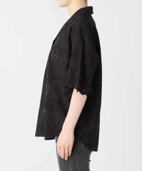 【新品】定価11,000円　ジャーナル relume　カットワーク刺繍開襟 追加》コットンカットワーク刺繍開襟シャツ（シャツ／ブラウス