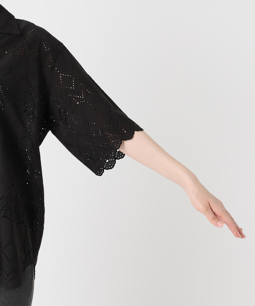 追加》コットンカットワーク刺繍開襟シャツ（シャツ/ブラウス