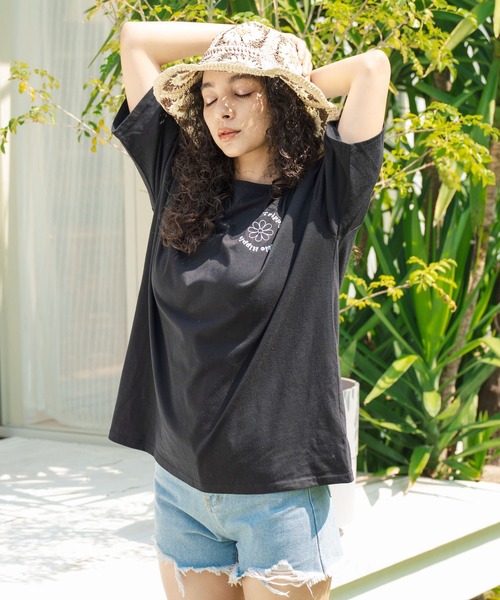 anap mimpi（アナップミンピ）の「ヒッピー メッセージ ロゴ プリント × フラワー 刺繍 Tシャツ（Tシャツ/カットソー・レディース・オフホワイト/ブラック/エメラルド・FREE）」の10枚目の写真