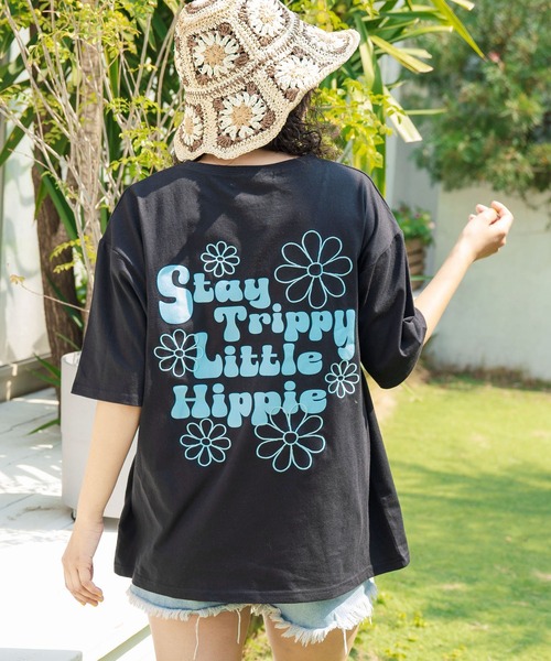 anap mimpi（アナップミンピ）の「ヒッピー メッセージ ロゴ プリント × フラワー 刺繍 Tシャツ（Tシャツ/カットソー・レディース・オフホワイト/ブラック/エメラルド・FREE）」の12枚目の写真