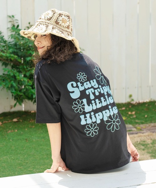 anap mimpi（アナップミンピ）の「ヒッピー メッセージ ロゴ プリント × フラワー 刺繍 Tシャツ（Tシャツ/カットソー・レディース・オフホワイト/ブラック/エメラルド・FREE）」の13枚目の写真