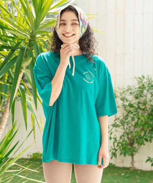 anap mimpi（アナップミンピ）の「ヒッピー メッセージ ロゴ プリント × フラワー 刺繍 Tシャツ（Tシャツ/カットソー・レディース・オフホワイト/ブラック/エメラルド・FREE）」の16枚目の写真