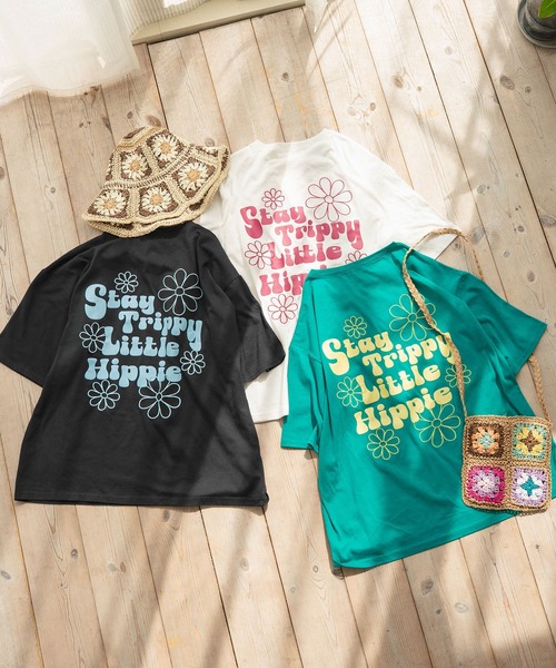 anap mimpi（アナップミンピ）の「ヒッピー メッセージ ロゴ プリント × フラワー 刺繍 Tシャツ（Tシャツ/カットソー・レディース・オフホワイト/ブラック/エメラルド・FREE）」の20枚目の写真