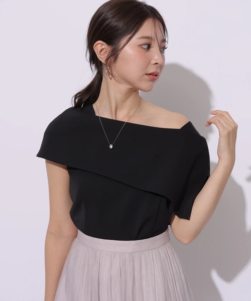 Apuweiser-riche（アプワイザーリッシェ）の「アシメオフネックブラウス（シャツ/ブラウス・レディース・ピンクベージュ/ブラック/ブラック系その他/ホワイト・1/2）」の14枚目の写真