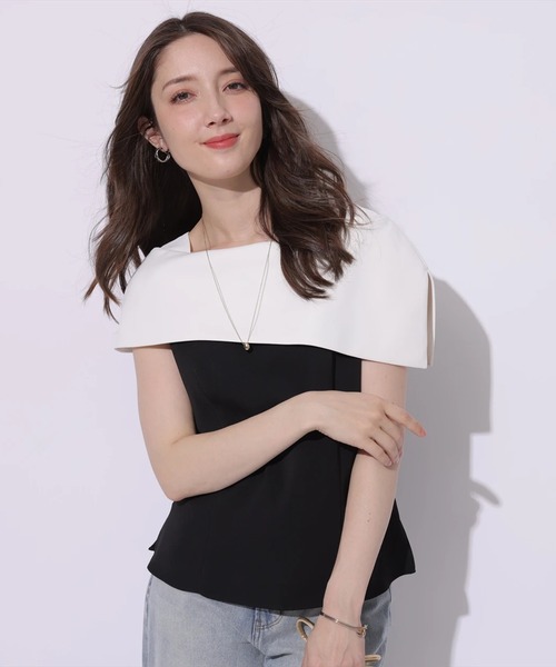 Apuweiser-riche（アプワイザーリッシェ）の「アシメオフネックブラウス（シャツ/ブラウス・レディース・ピンクベージュ/ブラック/ブラック系その他/ホワイト・1/2）」の20枚目の写真