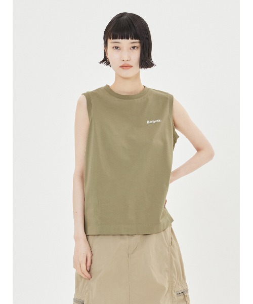 Barbour(バブアー)の「ワンポイント 刺繍 ノースリーブ Tシャツ"Japan Exclusive"(Tシャツ/カットソー・レディース・ベージュ/オフホワイト/ブラック/カーキ・SMALL/MEDIUM)」の14枚目の写真