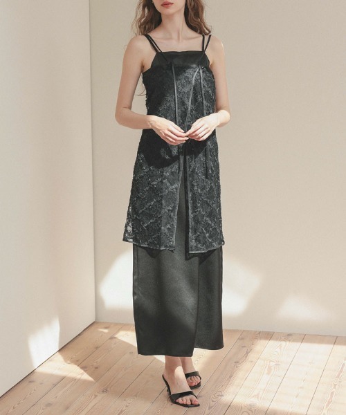 DONOBAN（ドノバン）の「【ANDRESD】satin minimal dress［サテンミニマルドレス］（ドレス・レディース・ブラック/ライトブルー/ピンク/ミント・S/M/L）」の2枚目の写真