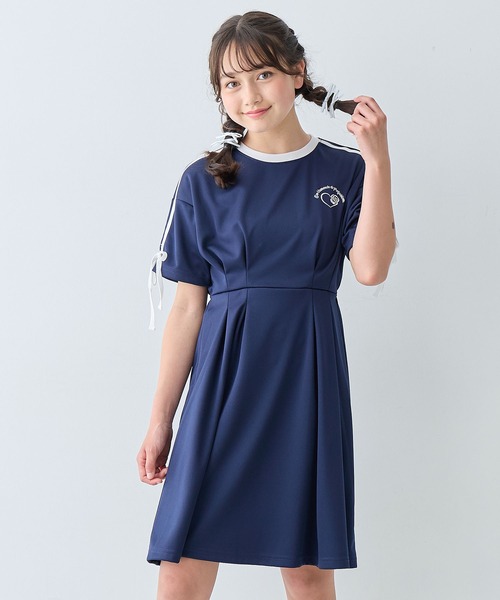 Amourire girl（アムリールガール）の「袖ライン リボンワンピース（ワンピース・キッズ・ブラック/ネイビー・140cm/150cm/160cm）」の19枚目の写真