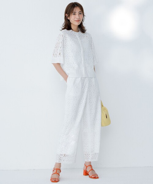 自由区(ジユウク)の「フラワータイルレース パンツ(その他パンツ・レディース・ダルブルー系/オリーブ系/アイボリー系・32)」の2枚目の写真