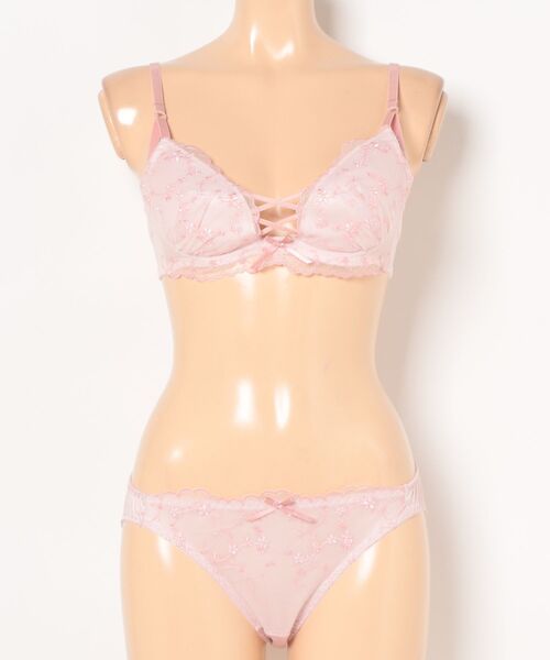 WEB限定】【編み上げ風】【プチプラブラセット】フラワー刺繍ダブル