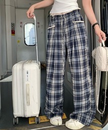 GEMEDA | ウエストレース付きチェックワイドパンツ(その他パンツ)