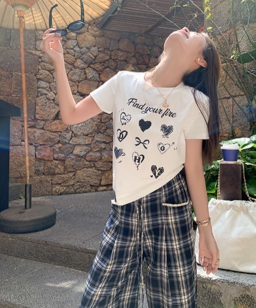 GEMEDA（ジェメダ）の「ウエストレース付きチェックワイドパンツ（その他パンツ・レディース・ネイビー/ブラック×ホワイト・M）」の5枚目の写真